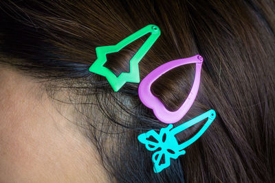 Close-up of hair with clips