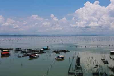 Scenic view of sea against cloudy sky