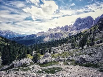 Scenic view of mountains against sky