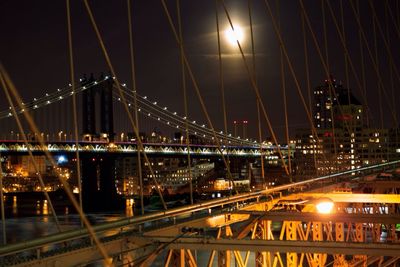 Bridge over river at night