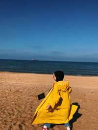 Rear view of man on beach