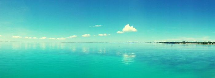 Scenic view of sea against blue sky