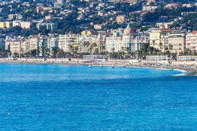 View of the nice waterfront, the promenade des anglais, france