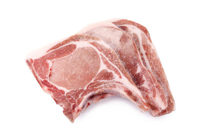 Close-up of cake against white background