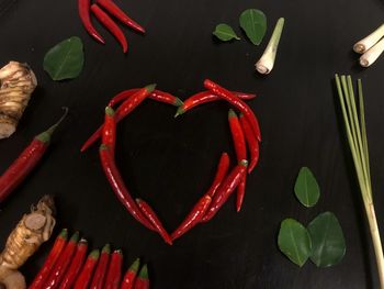 High angle view of heart shape on table