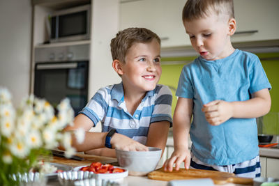 Kids preparing food