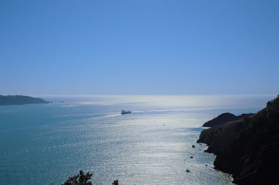 Scenic view of sea against clear sky