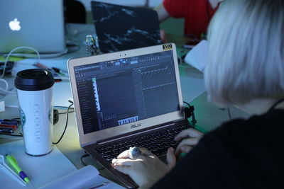 Close-up of laptop on table