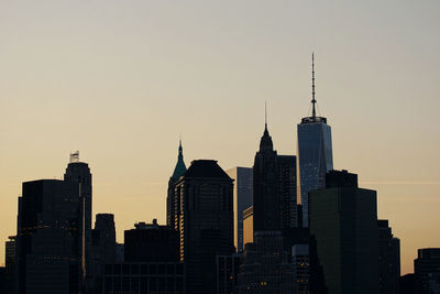 Low angle view of skyscrapers against sky