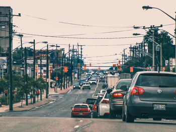 Traffic on road in city