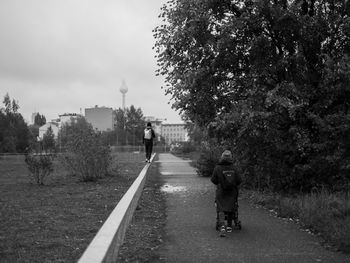 People walking on road