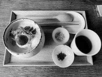 Directly above shot of breakfast on table