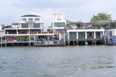 View of river with buildings in background