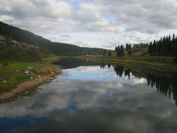 Scenic view of lake against sky