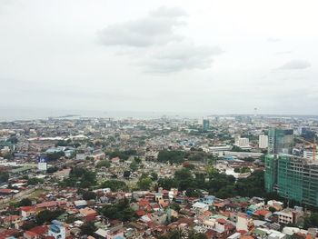 High angle view of cityscape against sky