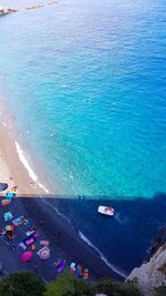 High angle view of people on beach