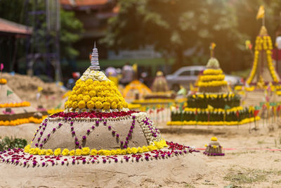 Panoramic view of temple against building