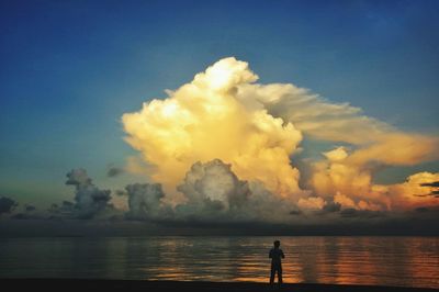 Scenic view of sea at sunset
