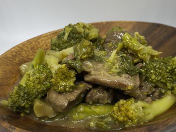 High angle view of food in plate