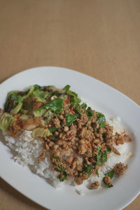 High angle view of meal served in plate