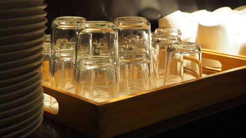 Close-up of glass jar on table