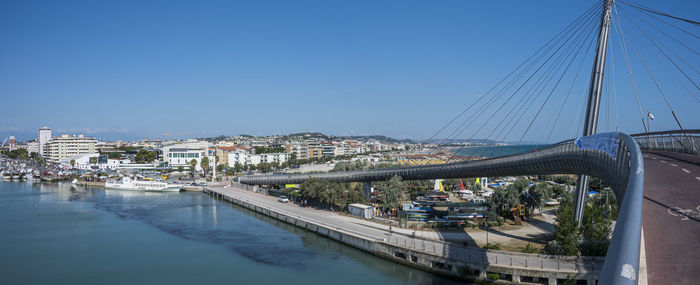 Panorama of the port and the beach of pescara from the bridge of the sea
