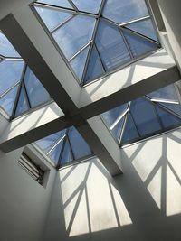 Low angle view of skylight in building