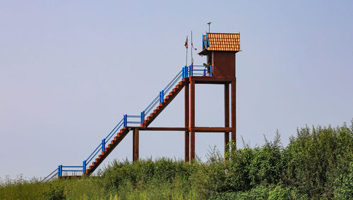 Low angle view of tower against clear sky