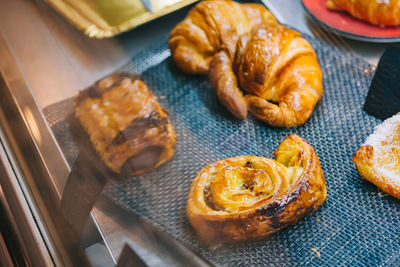 High angle view of breakfast on table