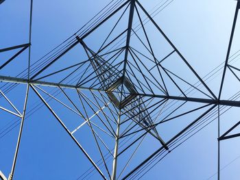 Low angle view of cables against clear sky