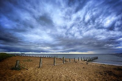 Scenic view of beach against sky