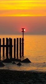Scenic view of sea at sunset