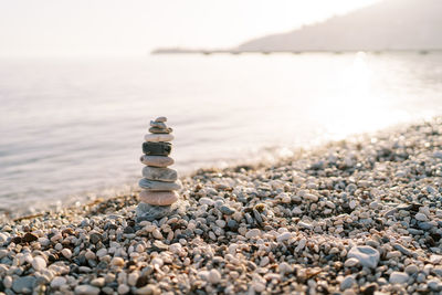 Close-up of pebbles on beach