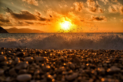 Scenic view of sea during sunset