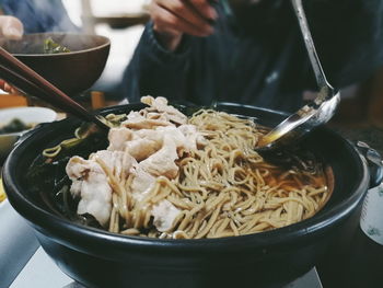 Close-up of noodles in bowl