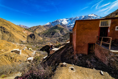 Berber house in the valley at the foot of the higher atlas mountain