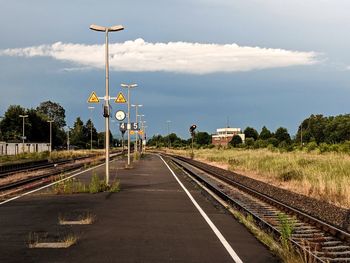 View of railroad tracks against sky