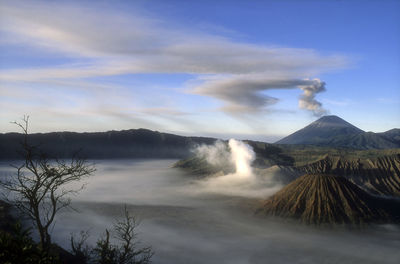 Eruption at volcano bromo - indonesia