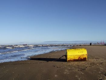 Scenic view of beach against clear sky