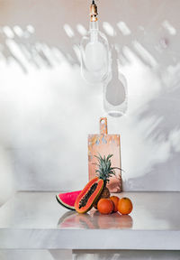 Close-up of orange berries on table