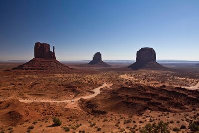 Rock formations on landscape against sky