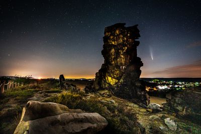 Rock formations at night