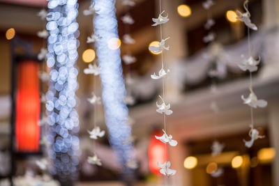 Close-up of christmas decoration hanging outdoors