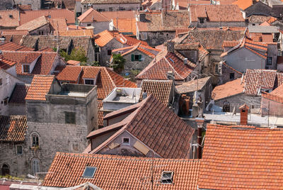 High angle view of buildings in city