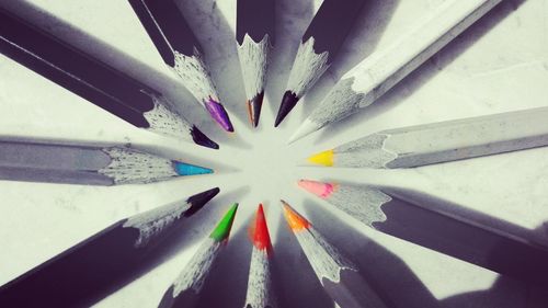 Close-up of multi colored pencils