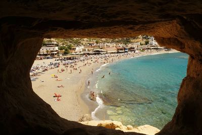 High angle view of beach