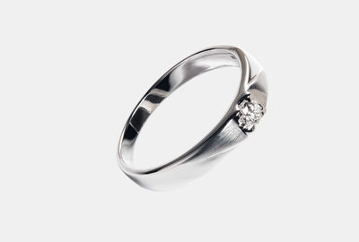 High angle view of ring on white background