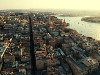 High angle view of buildings in city