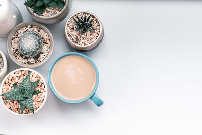 High angle view of food on table