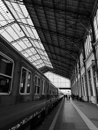 Blurred motion of train at railroad station